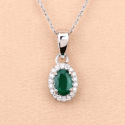 Bids.com 0.81 Carat Genuine Zambian Emerald and White Diamond 14K White Gold Pendant Pendants Peach Puff