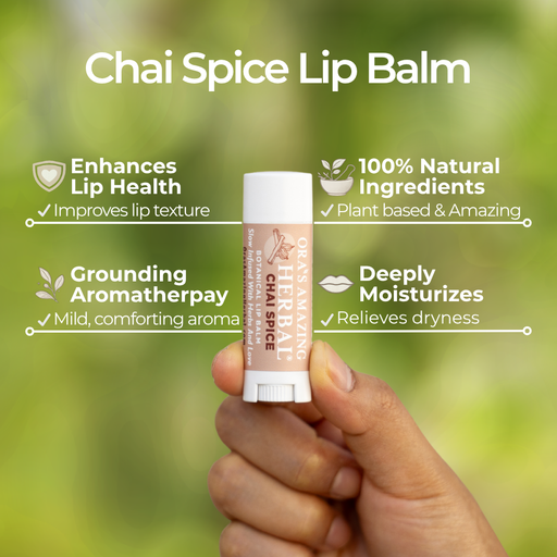 Ora's Amazing Herbal Natural Lip Balm, Herbal Infused, Chai Spice Yellow Green