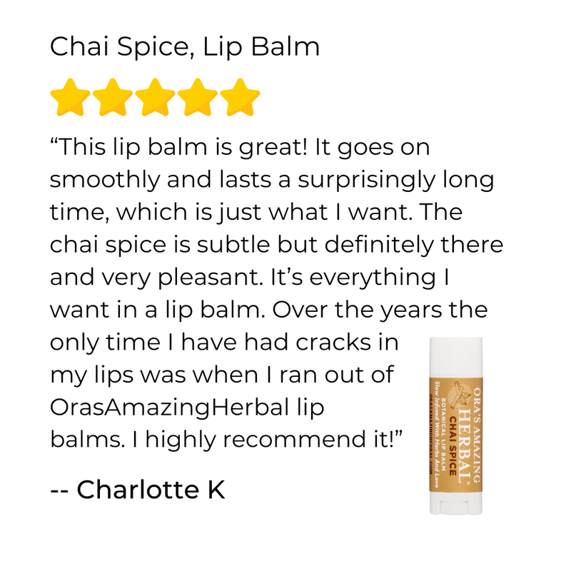 Ora's Amazing Herbal Natural Lip Balm, Herbal Infused, Chai Spice White Smoke