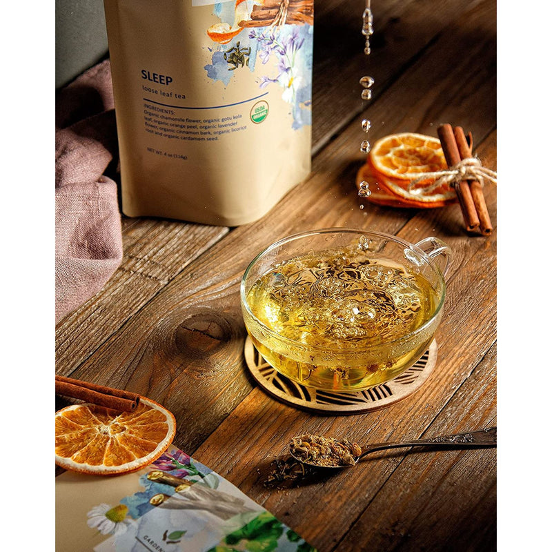 Gardenika Shop Sleep Tea, Evening Relaxation | Chamomile Lavender Gotu Kola | Organic Loose Leaf Tea Dark Olive Green
