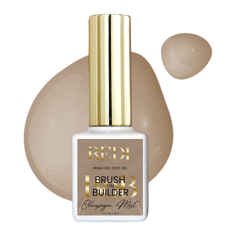 Red Iguana LLC "Champagne Mist" BoB Gel - gold shimmer - Soft Gel Builder Nail Prep White Smoke