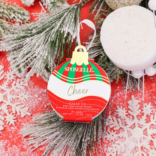 Spongellé Cheer - Sugar Fig | Holiday Ornament Body Wash Infused Buffer Light Gray