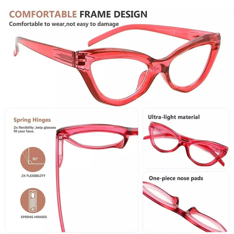 eyekeeper.com Chic Cat-eye Reading Glasses Stylish Readers R2033 Eyeglasses White Smoke Red / without magnification,Red / +0.50,Red / +0.75,Red / +1.00,Red / +1.25,Red / +1.50,Red / +1.75,Red / +2.00,Red / +2.25,Red / +2.50,Red / +2.75,Red / +3.00,Red / +3.50,Red / +4.00,Black / without magnification,Black / +0.50,Black / +0.75,Black / +1.00