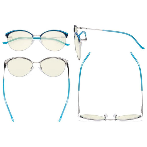 eyekeeper.com Oval Blue Light Filter Eyeglasses LX19030-BB40 Eyeglasses Beige Blue / without magnification,Pink / without magnification,Purple / without magnification,Red / without magnification