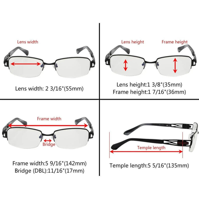eyekeeper.com Chic Semi-rim Titanium Blue Light Filter Eyeglasses 001B Eyeglasses White Smoke Black / without magnification,Gunmetal / without magnification