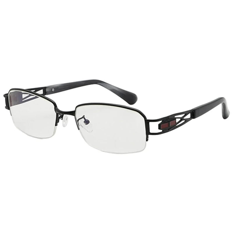 eyekeeper.com Chic Semi-rim Titanium Blue Light Filter Eyeglasses 001B Eyeglasses White Smoke Black / without magnification,Gunmetal / without magnification