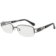 eyekeeper.com Chic Semi-rim Titanium Blue Light Filter Eyeglasses 001B Eyeglasses White Smoke Gunmetal / without magnification