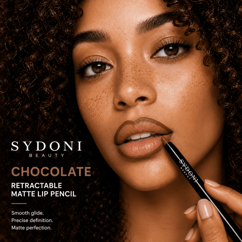 Sydoni Skincare and Beauty SYDONI RETRACTABLE MATTE LIP PENCIL with SHEA BUTTER 9 Rich, Smudge‑Resistant Shades Lip Liner Black Chocolate-Deep brown with warm golden undertone