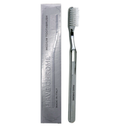 KOH-I-NOOR Beauty USA Gold & Chrome Medium Nylon Bristles Toothbrush by Lavorati a Mano Toothbrush White Smoke Chrome