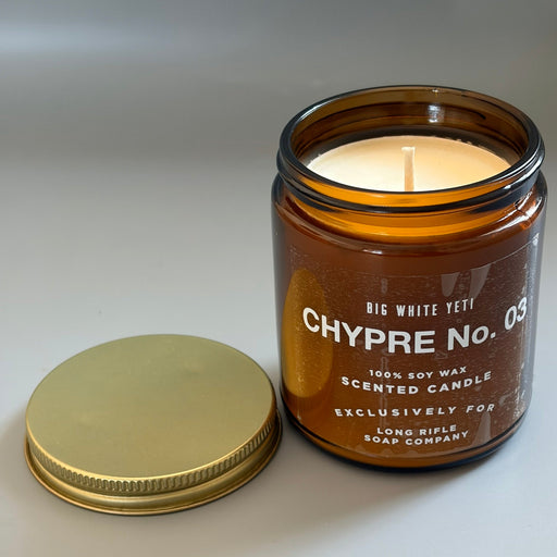 Long Rifle Soap Co. Chypre No. 3 Candle by Big White Yeti | 9 oz Amber Jar Candle Light Slate Gray
