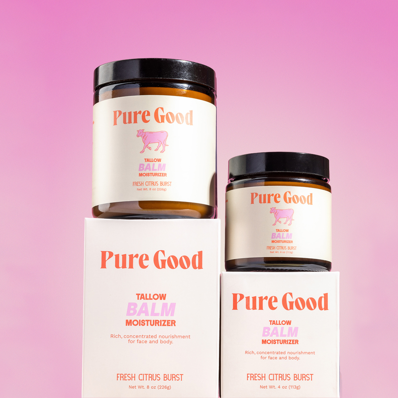 Pure Good LLC Fresh Citrus Burst Tallow Balm - Hydration and Vitamin C Tallow Balm Thistle 4 oz,8 oz