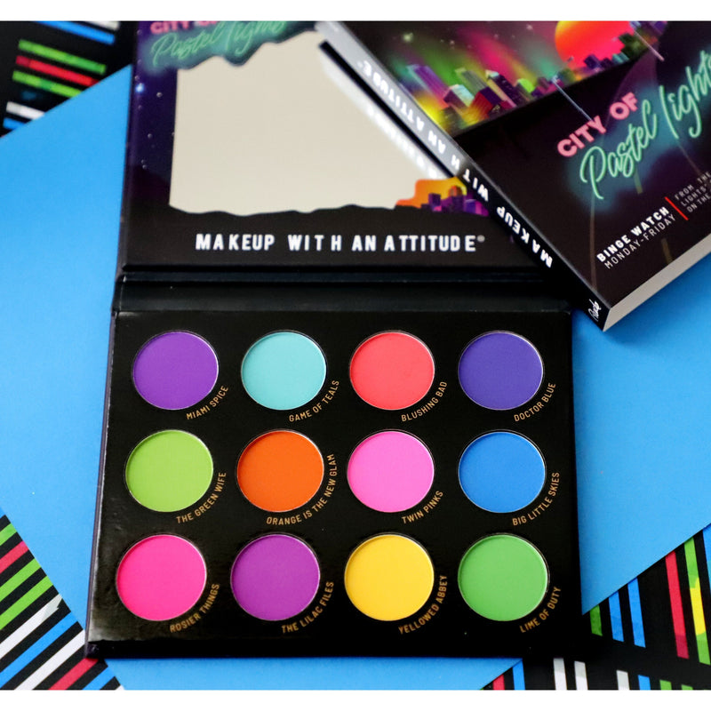 Rude Cosmetics City of Pastel Lights - 12 Pastel Pigment & Eyeshadow Palette Eyeshadow Palette Tan City of Pastel