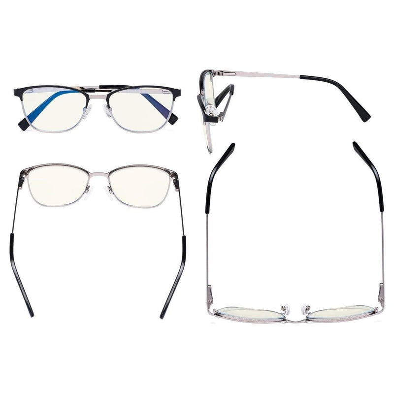 eyekeeper.com Classic Cat-eye Blue Light Filter Eyeglasses LX19017-BB40 Eyeglasses Dark Slate Gray Black Gunmetal / without magnification,Black Red / without magnification,Red Gunmetal / without magnification