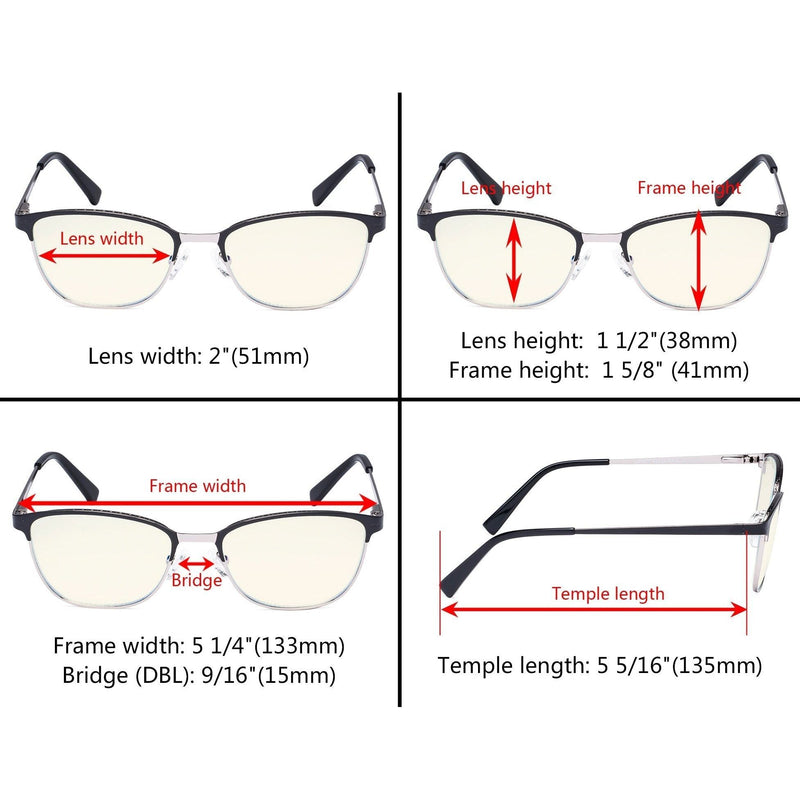 eyekeeper.com Classic Cat-eye Blue Light Filter Eyeglasses LX19017-BB40 Eyeglasses Dark Slate Gray Black Gunmetal / without magnification,Black Red / without magnification,Red Gunmetal / without magnification