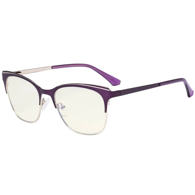 eyekeeper.com Classic Full-Rim Blue Light Filter Eyeglasses LX19041-BB40 Eyeglasses White Smoke Purple / without magnification
