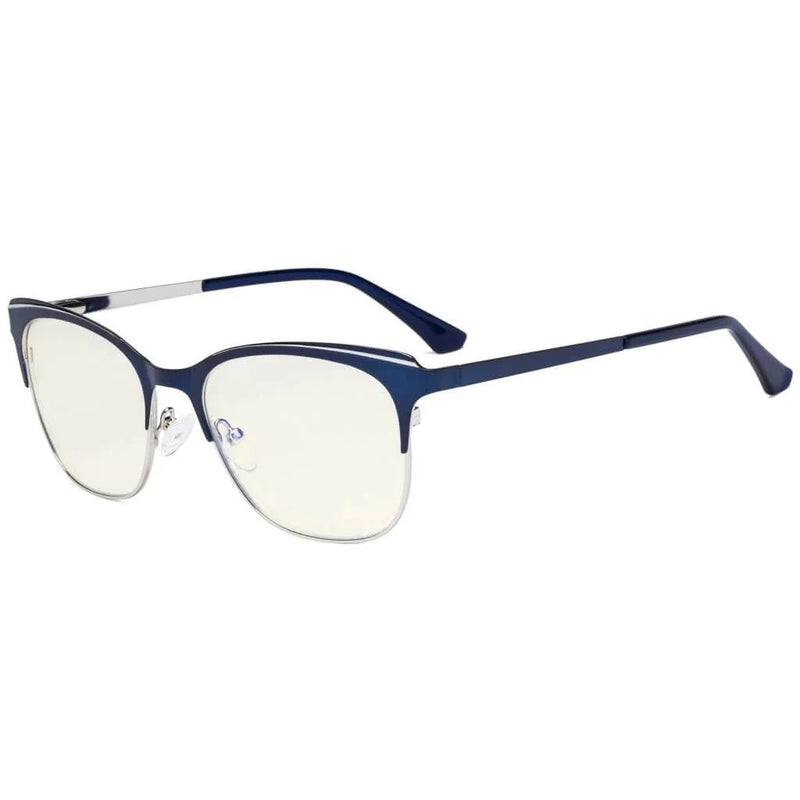 eyekeeper.com Classic Full-Rim Blue Light Filter Eyeglasses LX19041-BB40 Eyeglasses White Smoke Blue / without magnification
