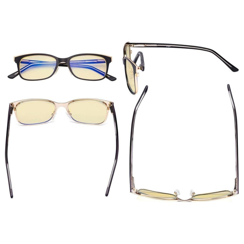 eyekeeper.com Metal Frame Blue Light Blocking Eyeglasses LX19006-BB60 Eyeglasses Dark Slate Gray Black / without magnification,Blue / without magnification,Red / without magnification