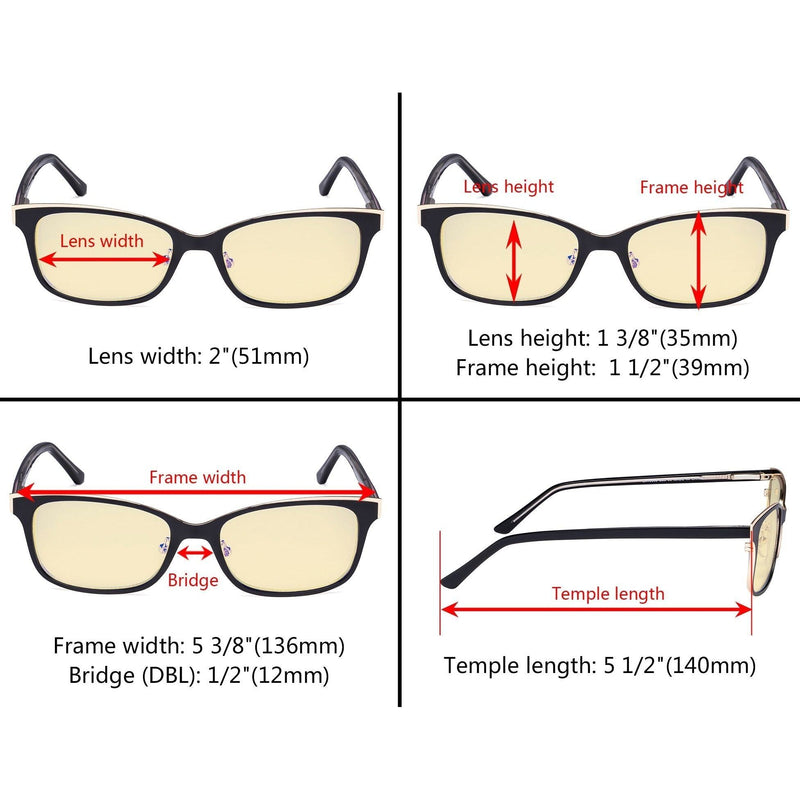 eyekeeper.com Metal Frame Blue Light Blocking Eyeglasses LX19006-BB60 Eyeglasses Bisque Black / without magnification,Blue / without magnification,Red / without magnification