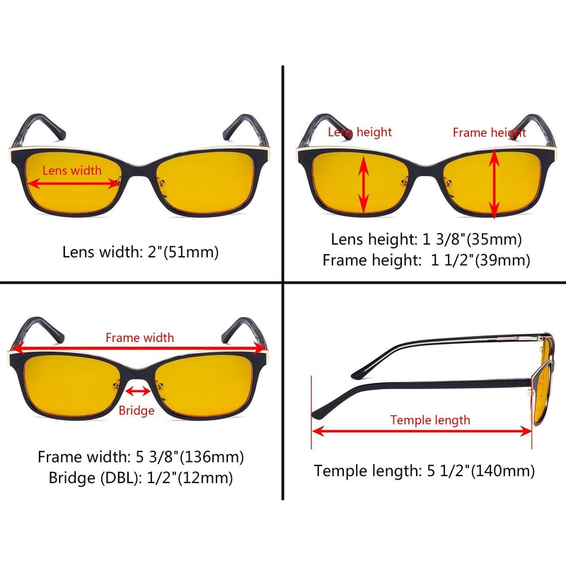 eyekeeper.com Metal Frame Blue Light Blocking Eyeglasses LX19006-BB90 Eyeglasses Goldenrod Black / without magnification,Blue / without magnification,Red / without magnification