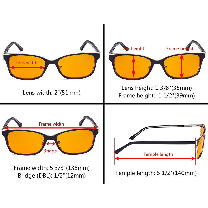 eyekeeper.com Metal Blue Light Blocking Eyeglasses LX19006-BB98 Eyeglasses Orange Black / without magnification,Blue / without magnification,Red / without magnification