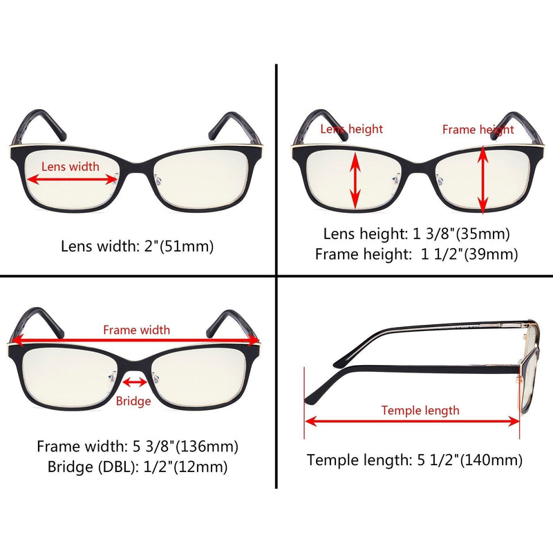 eyekeeper.com Metal Frame Blue Light Filter Eyeglasses LX19006-BB40 Eyeglasses Beige Black / without magnification,Blue / without magnification,Red / without magnification