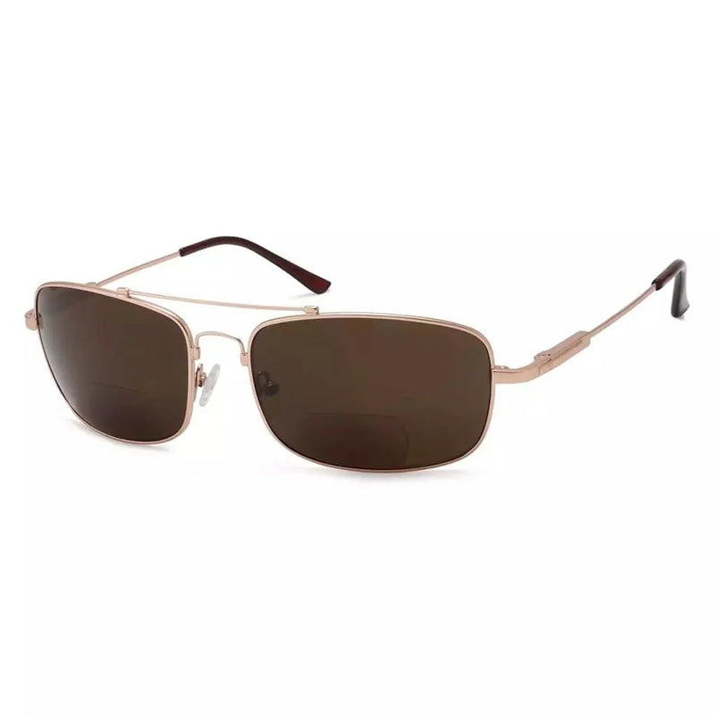 eyekeeper.com Classic Rectangle Polarized Bifocal Sunglasses PGSG1805 Sunglasses White Smoke Gold / +1.50,Gold / +2.00,Gold / +2.50,Gold / +3.00