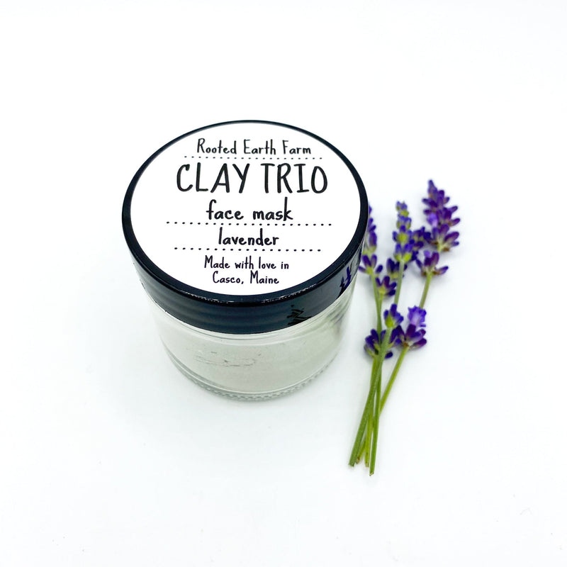 Rooted Earth Farm + Apothecary Lavender Clay Trio Face Mask Face Masks + Scrubs White Smoke