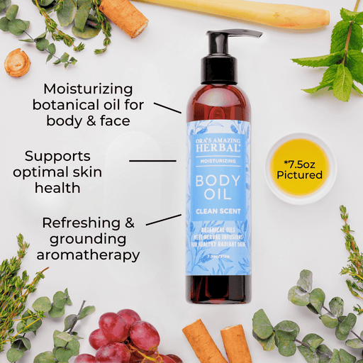 Ora's Amazing Herbal Body Oil, Clean Body Oil Light Gray 7.5 oz,2 oz