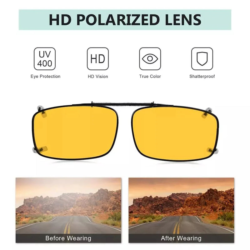 eyekeeper.com Clip on Polarized Night Vision Driving Glasses C63 (52MMx33MM) Sunglasses White Smoke Yellow