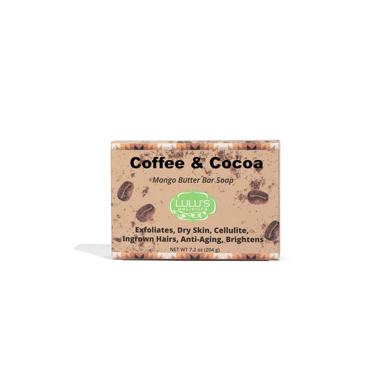 Lulu’s Holistics Coffee & Cocoa Mango Butter Bar Soap – Exfoliating Cleanse Bar soap Tan 1 Bar,2 Bars,3 Bars,4 Bars,20 Bars (bulk)