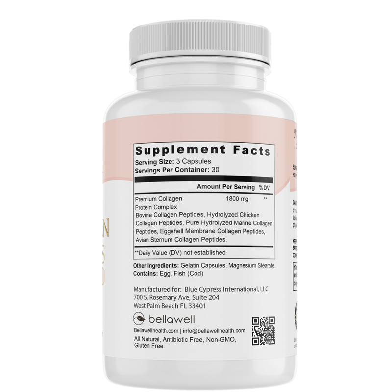 Bellawell Health Collagen Peptides Types I, II, III, V, X by Bellawell Capsules Lavender