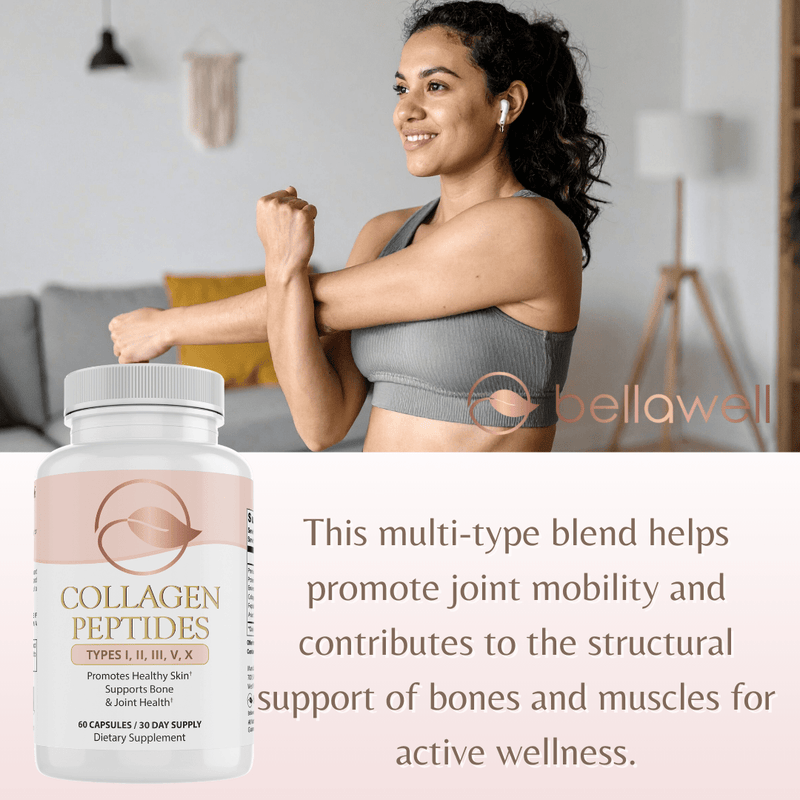 Collagen Peptides Types I, II, III, V, X by Bellawell