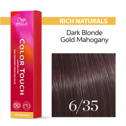 VIP Extensions Wella Color Touch Demi-Permanent Hair Color 6/35 Dark Blonde Gold Red-Violet Demi-Permanent Hair Color White Smoke