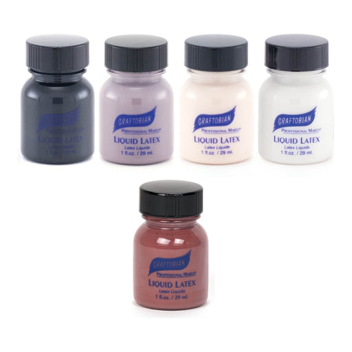 Graftobian Make-Up Company Colored Liquid Latex - 1 oz. Gray Black,White,Dirty Red,Dark Brown,Light Flesh