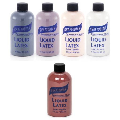 Graftobian Make-Up Company Colored Liquid Latex - 8 oz. Thistle Black,White,Dirty Red,Dark Brown,Flesh Tone-Light