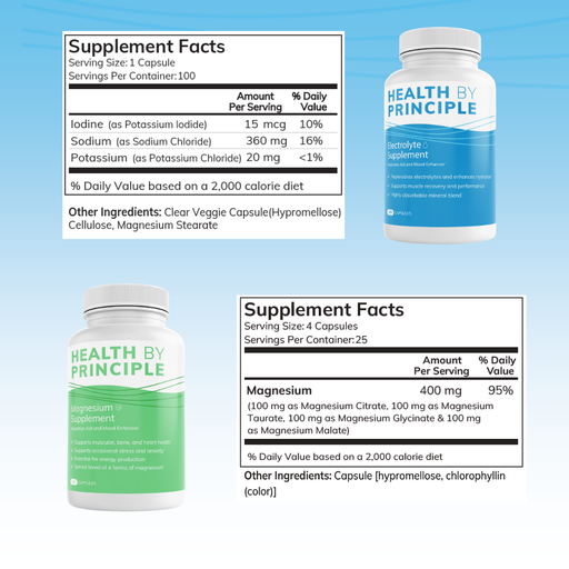Health By Principle Electrolyte and Magnesium Combo Case of 12 Supplements Supplement White Smoke