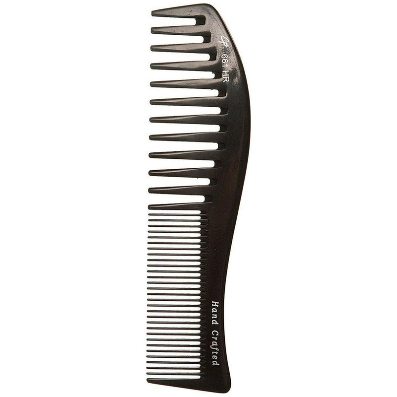Creative Pro Hair Tools Curved Fine and Wide Tooth 8.5 Inch Hard Rubber Comb  -C661HR Hair Comb White Smoke Default Title