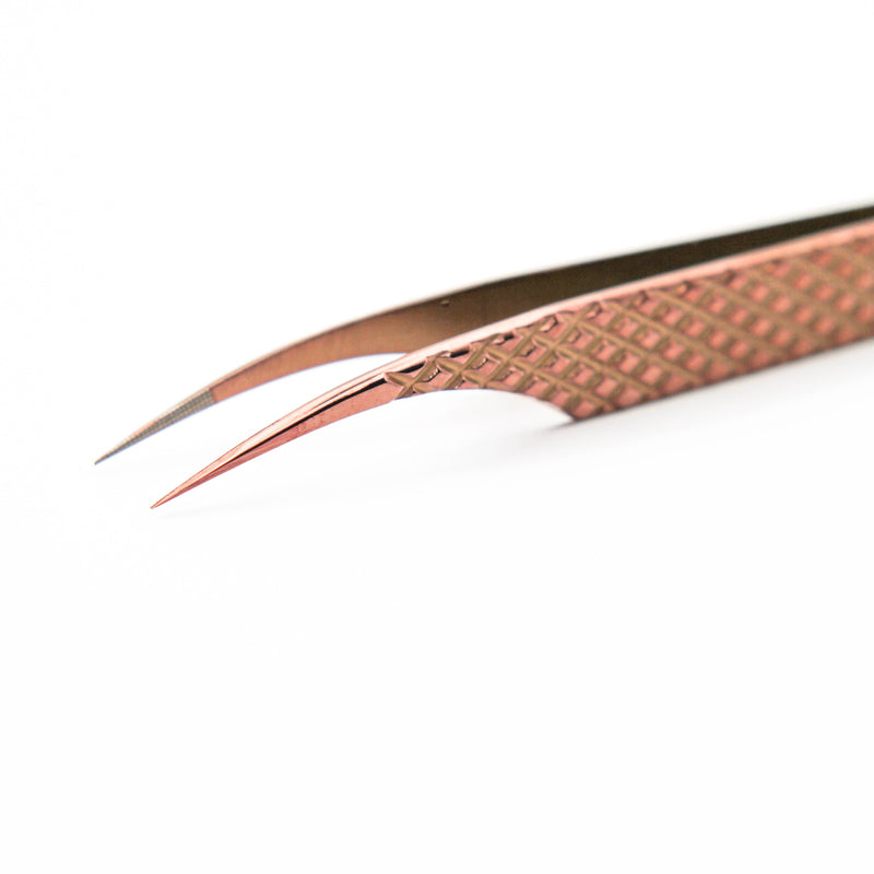 Mega Lash Academy Copper Fiber - MF2 -  Xtra Long Isolating Tweezers Tweezers Rosy Brown
