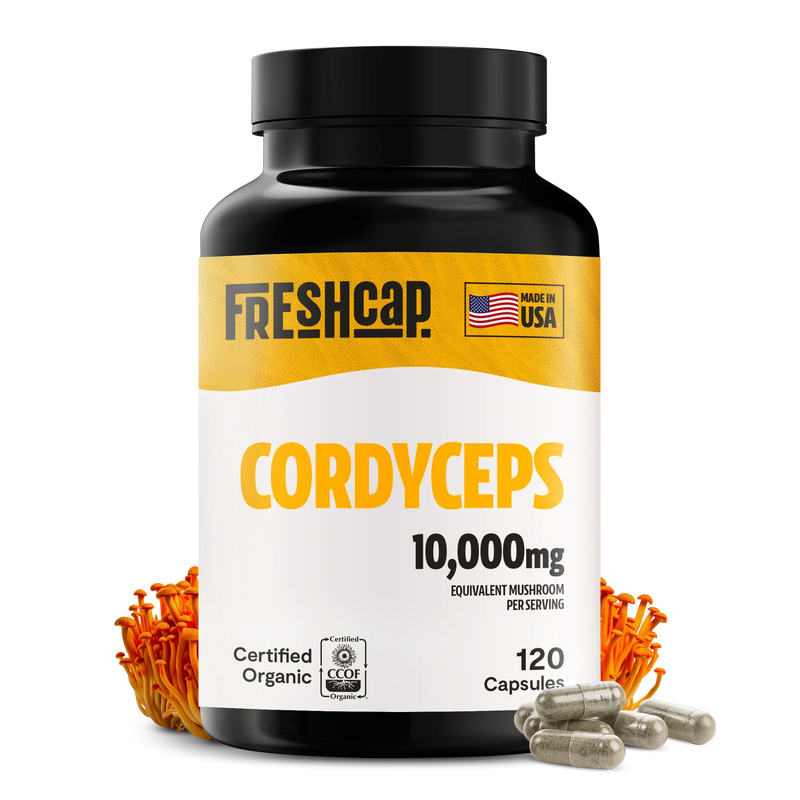 FreshCap Mushrooms Organic Cordyceps Mushroom Supplement Capsules Capsules Black 120 Capsules