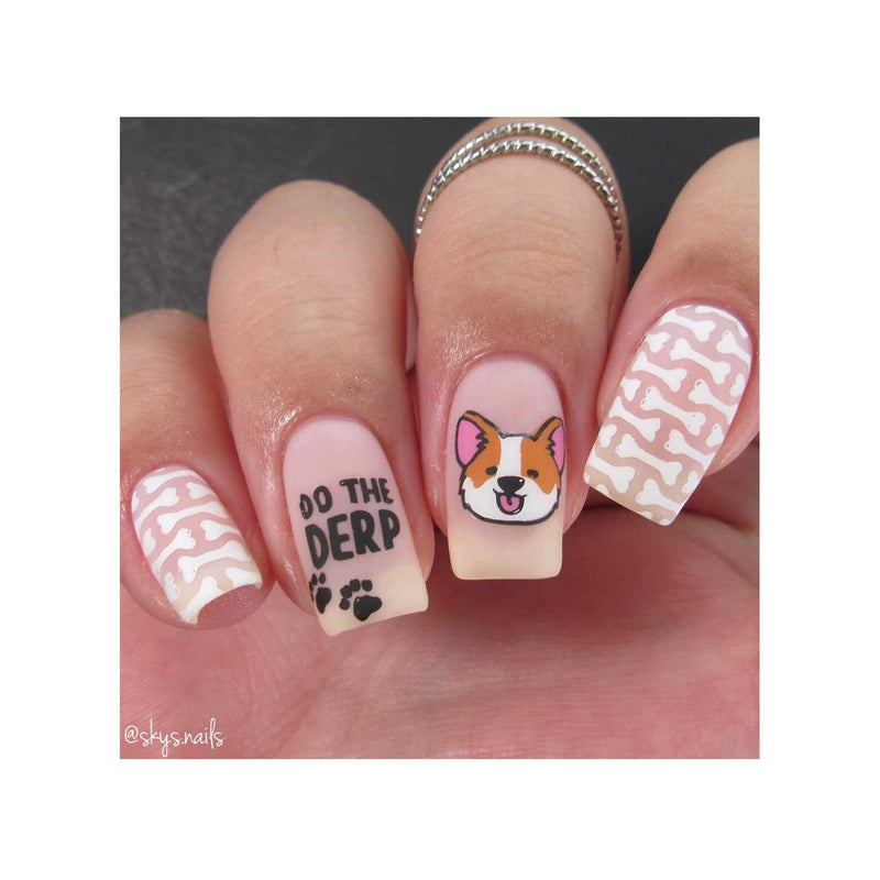 UberChic Beauty Corgi Love Stamping Plate Rosy Brown