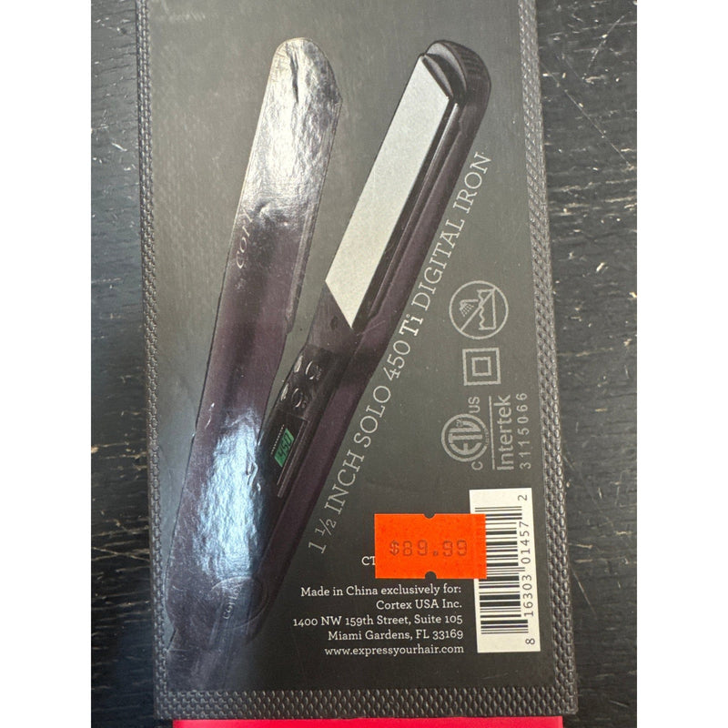 VIP Extensions Cortex Pro Solo 450 Titanium 1.5-Inch Flat Iron, Black Flat Iron Slate Gray