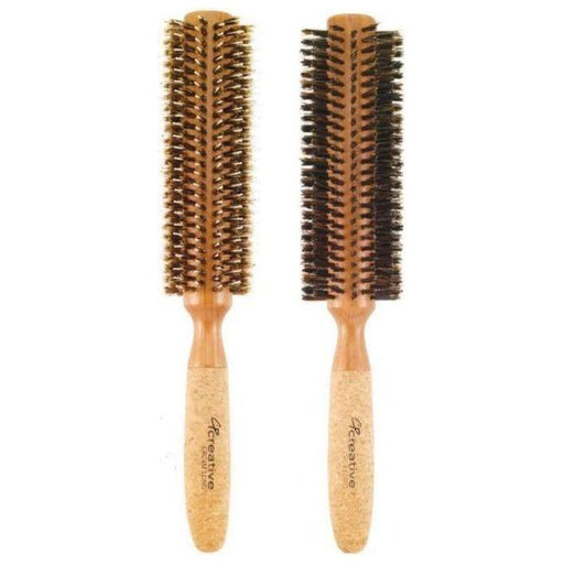 Creative Pro Hair Tools Eco-Friendly Extended 6" Long Cork Barrel Round Hair Brush Hair Brush White Smoke Set of  CRC4 Long 6"
