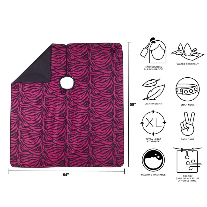 VIP Extensions Cricket Flip Reversible Zebra All-Purpose Salon Cape Salon Cape White Smoke