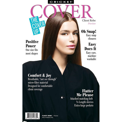 VIP Extensions Cricket Preview Stylist Microfiber Cover-Up, Black Salon Cape Black