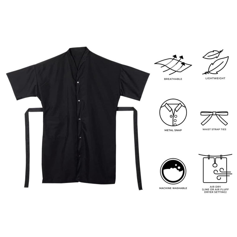 VIP Extensions Cricket Preview Stylist Microfiber Cover-Up, Black Salon Cape White Smoke
