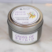 Brigid Trading Company Imbolc Soy Wax Candle - Heather, Rose, Narcissus & Vetiver Premium Scented Candle Gray 3oz pewter tin