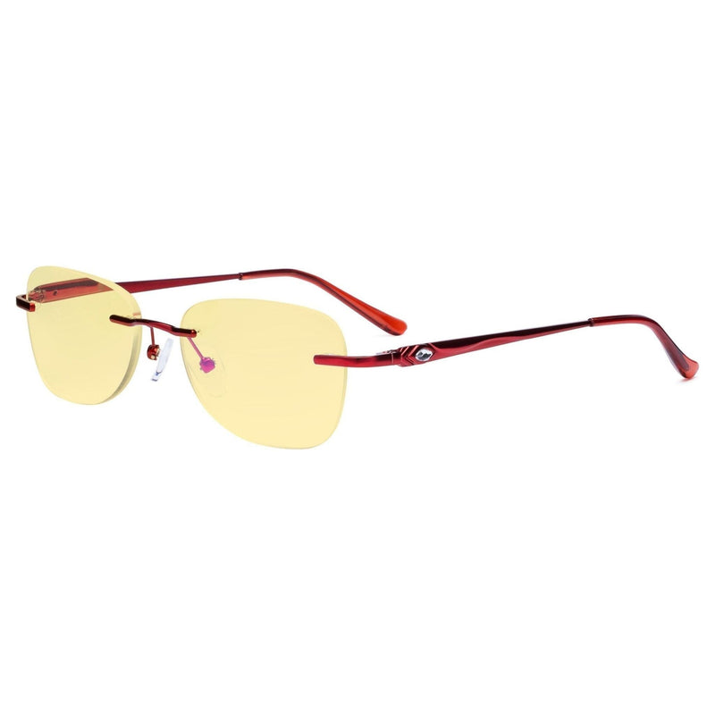 eyekeeper.com Rimless Blue Light Blocking Reading Glasses TMWK9907A Eyeglasses Wheat Red / without magnification,Red / +0.50,Red / +1.00,Red / +1.25,Red / +1.50,Red / +1.75,Red / +2.00,Red / +2.50,Red / +3.00,Red / +3.50