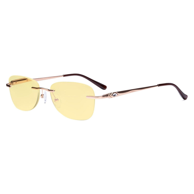 eyekeeper.com Rimless Blue Light Blocking Reading Glasses TMWK9907A Eyeglasses Wheat Gold / without magnification,Gold / +0.50,Gold / +1.00,Gold / +1.25,Gold / +1.50,Gold / +1.75,Gold / +2.00,Gold / +2.50,Gold / +3.00,Gold / +3.50