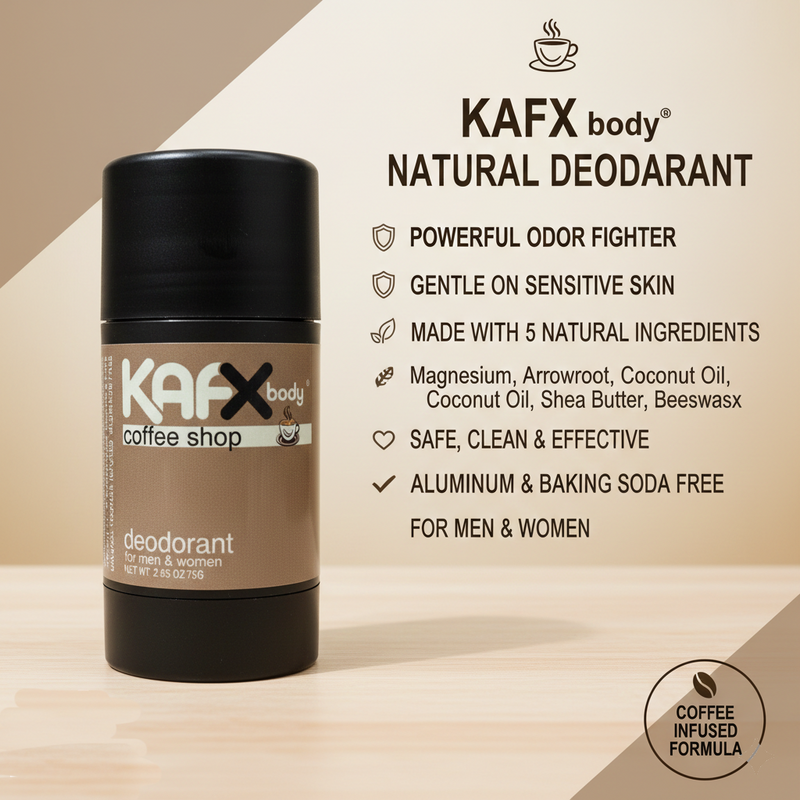 KAFX Body Coffee Shop Coffee-Infused Natural Deodorant – Real Coffee Scent & Safe for All Deodorant Light Gray