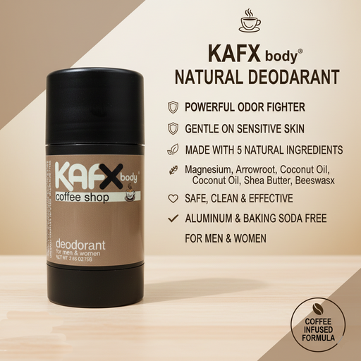KAFX Body Coffee Shop Coffee-Infused Natural Deodorant – Real Coffee Scent & Safe for All Deodorant Light Gray